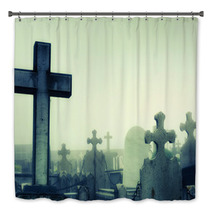 Cementery With Tombstones And Crosses Bath Decor 112610660