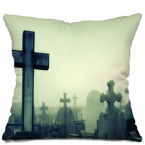 Cementery With Tombstones And Crosses Pillows 112610660