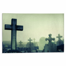 Cementery With Tombstones And Crosses Rugs 112610660