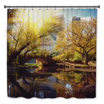 Central Park Pond And Bridge. New York, USA. Bath Decor 53458626