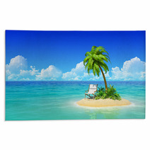 Chaise Lounge And Palm Tree On Tropical Island. Rugs 51295758