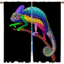 Chameleon Fantasy Rainbow Colors Window Curtains 70513700