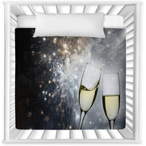Champagne Glasses And Holiday Firework Lights Nursery Decor 72136234
