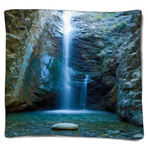 Chantara Waterfalls In Trodos Mountains, Cyprus Blankets 34990318