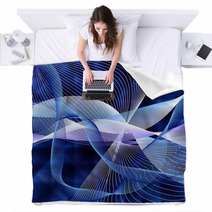 chaotic ribbon on a blue background Blankets 50709403