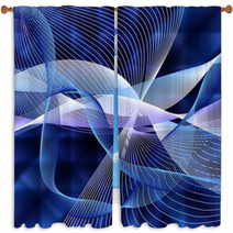chaotic ribbon on a blue background Window Curtains 50709403