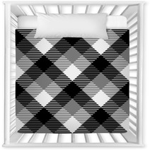 Checkered Gingham Fabric Seamless Pattern In Black White Grey Nursery Decor 63438227