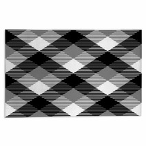 Checkered Gingham Fabric Seamless Pattern In Black White Grey Rugs 63438227