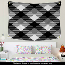 Checkered Gingham Fabric Seamless Pattern In Black White Grey Wall Art 63438227