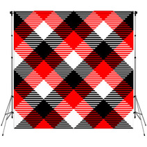 Checkered Gingham Fabric Seamless Pattern In Black White Red Backdrops 59377038