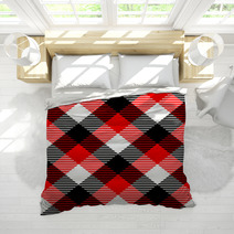 Checkered Gingham Fabric Seamless Pattern In Black White Red Bedding 59377038