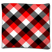 Checkered Gingham Fabric Seamless Pattern In Black White Red Blankets 59377038