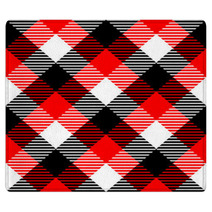 Checkered Gingham Fabric Seamless Pattern In Black White Red Rugs 59377038