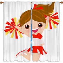 Cheerleader Girl Jumping Window Curtains 24454765