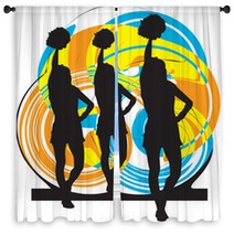 Cheerleaders Illustration Window Curtains 28016926