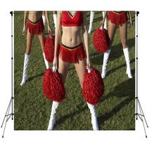 Cheerleaders With Pom Poms On Field Low Section Backdrops 21315349