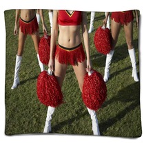 Cheerleaders With Pom Poms On Field Low Section Blankets 21315349