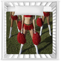 Cheerleaders With Pom Poms On Field Low Section Nursery Decor 21315349
