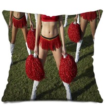 Cheerleaders With Pom Poms On Field Low Section Pillows 21315349