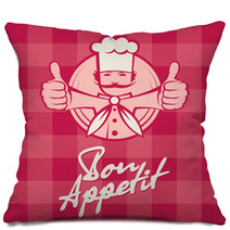 Chef Menu Design On A Red Background, Vector Illustration Pillows 67557029