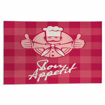 Chef Menu Design On A Red Background, Vector Illustration Rugs 67557029