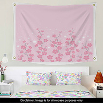 Cherry Blossoms On Pink Wall Art 896096