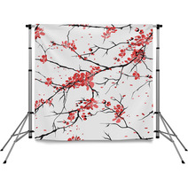 Cherry Or Sakura Seamless Pattern Background Backdrops 38321154