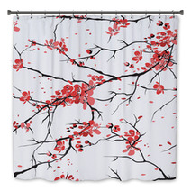 Cherry Or Sakura Seamless Pattern Background Bath Decor 38321154