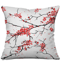 Cherry Or Sakura Seamless Pattern Background Pillows 38321154