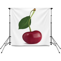 Cherry With Leaf. Vector Illustration Backdrops 53413839