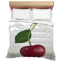 Cherry With Leaf. Vector Illustration Bedding 53413839