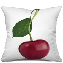 Cherry With Leaf. Vector Illustration Pillows 53413839