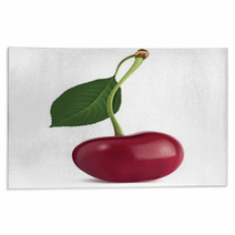 Cherry With Leaf. Vector Illustration Rugs 53413839