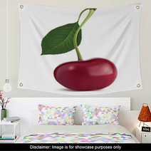 Cherry With Leaf. Vector Illustration Wall Art 53413839