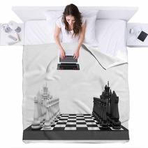 Chess Board And Chess Pieces Blankets 65402045