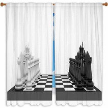Chess Board And Chess Pieces Window Curtains 65402045