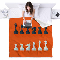 Chess Figures Set In Flat Modern Style For Design Concept. Blankets 68312947