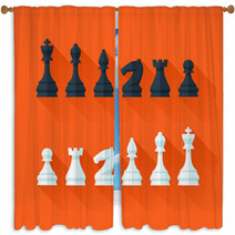 Chess Figures Set In Flat Modern Style For Design Concept. Window Curtains 68312947