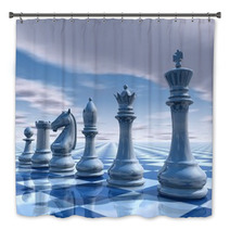Chess Surreal Background With Sky And Chessboard Illustration Bath Decor 57829414