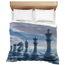 Chess Surreal Background With Sky And Chessboard Illustration Bedding 57829414