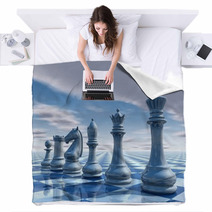 Chess Surreal Background With Sky And Chessboard Illustration Blankets 57829414