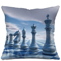 Chess Surreal Background With Sky And Chessboard Illustration Pillows 57829414