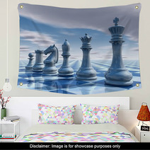 Chess Surreal Background With Sky And Chessboard Illustration Wall Art 57829414