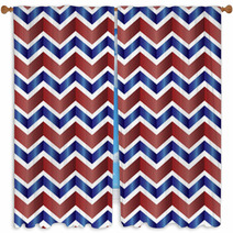 Chevron Pattern In Red, White, Blue Window Curtains 71204144