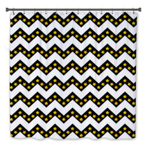 Chevron Pattern Seamless Vector Arrows And Stripes Design Black And White With Gradient Golden Stars Bath Decor 136096054