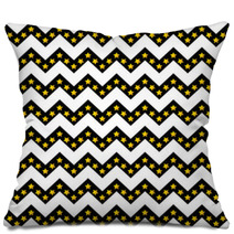 Chevron Pattern Seamless Vector Arrows And Stripes Design Black And White With Gradient Golden Stars Pillows 136096054