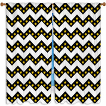 Chevron Pattern Seamless Vector Arrows And Stripes Design Black And White With Gradient Golden Stars Window Curtains 136096054