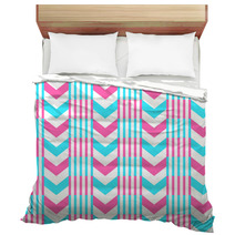 Chevron Pattern Seamless Vector Arrows And Stripes Design Light Blue Hot Pink Vibrant Colors Bedding 136093656