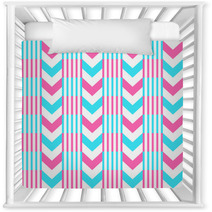 Chevron Pattern Seamless Vector Arrows And Stripes Design Light Blue Hot Pink Vibrant Colors Nursery Decor 136093656