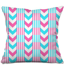 Chevron Pattern Seamless Vector Arrows And Stripes Design Light Blue Hot Pink Vibrant Colors Pillows 136093656